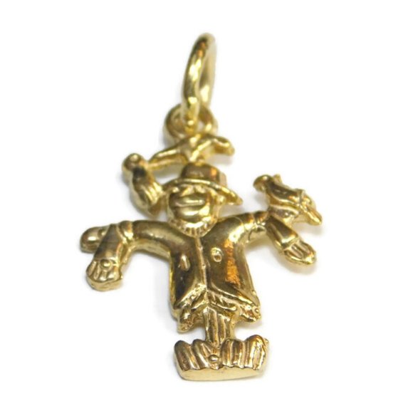 14k Yellow Gold Scarecrow Charm Pendant
